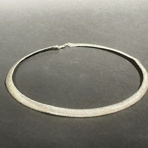 Milor Made in Italy  Sterling  Herringbone Necklace Omega, used See pics worn